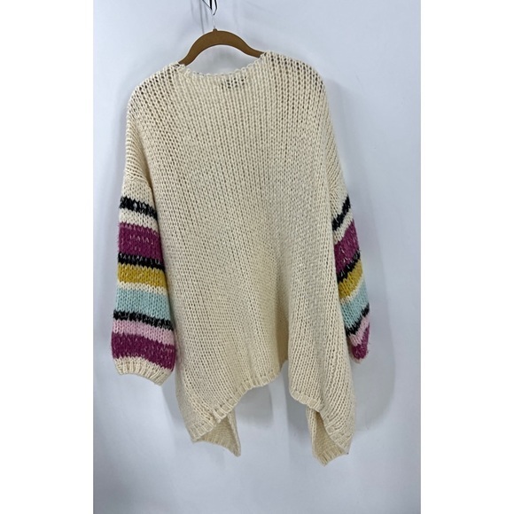 Davi & Dani Open Front Long Sleeve Striped Accent Cozy Cardigan M - Picture 8 of 13